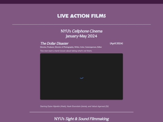 htmlPortfolio/live-action-films screenshot