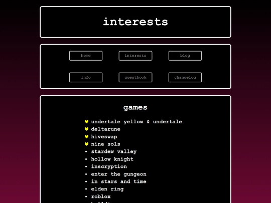 interests screenshot