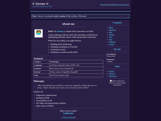 retro/about screenshot