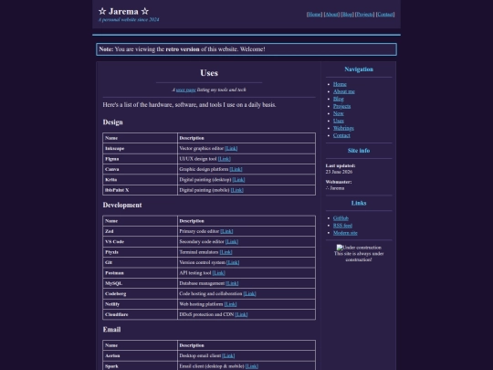 retro/uses screenshot