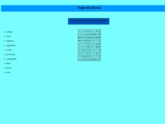 sopa de letras/Index screenshot