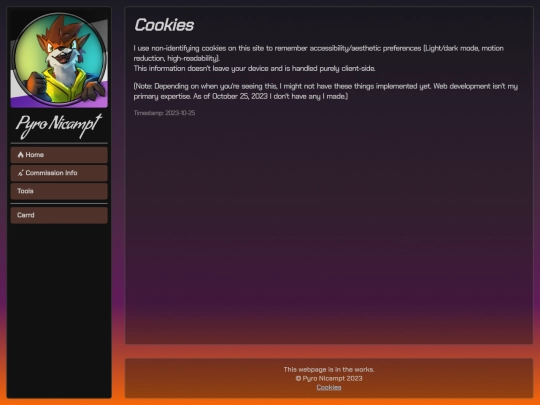 cookies screenshot