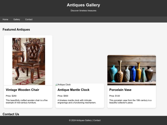 Antique gallery/webpage screenshot