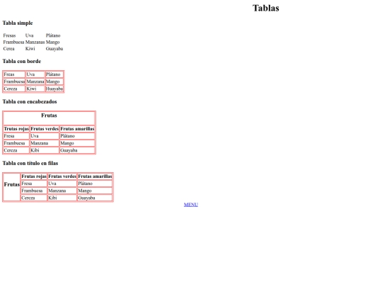 Menu/tablas screenshot