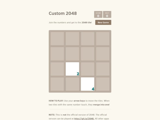 custom2048 screenshot