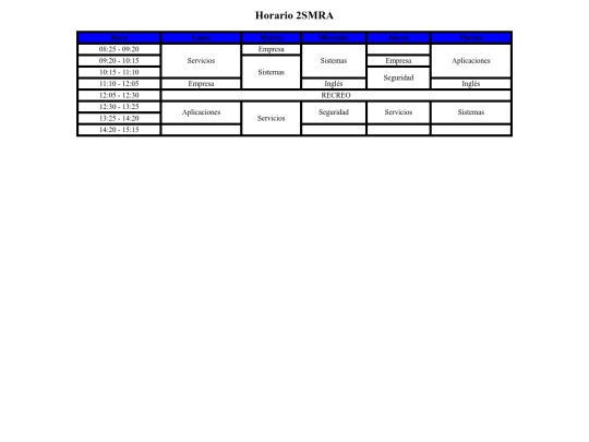horario screenshot