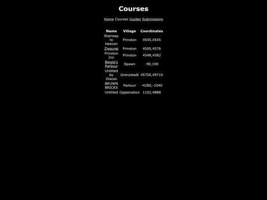 courses screenshot