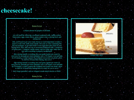 recipes/cheesecake screenshot