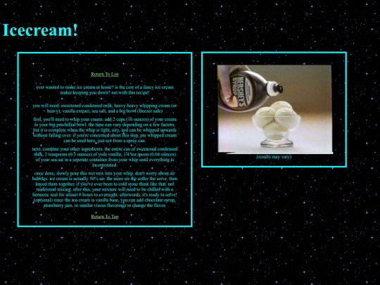 recipes/icecream screenshot