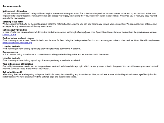 Cream-announcements screenshot