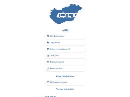 MÁV/menu screenshot