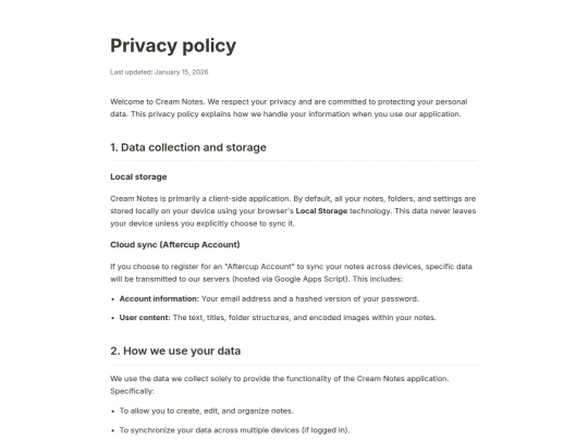 Privacy/cream screenshot