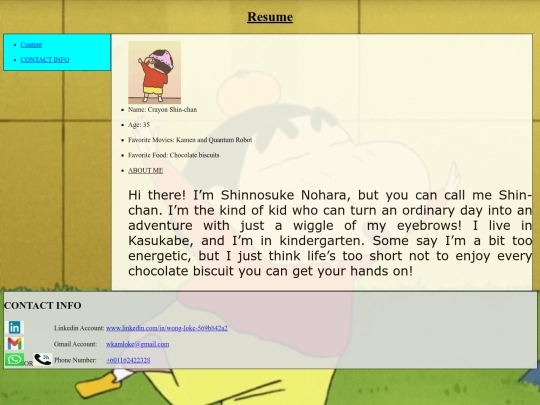 CV screenshot