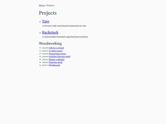 page/projects screenshot