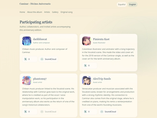 caminar10/artists screenshot