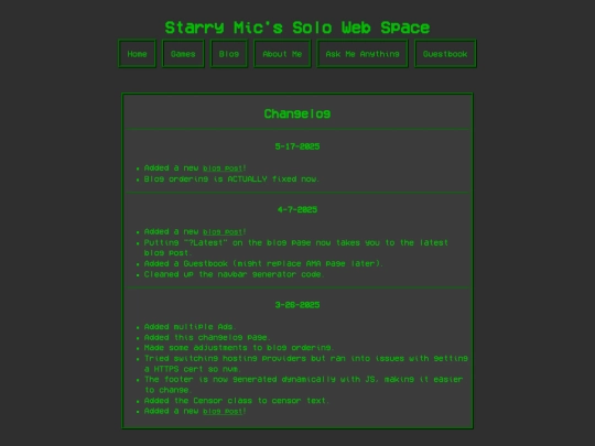 Pages/Changelog screenshot