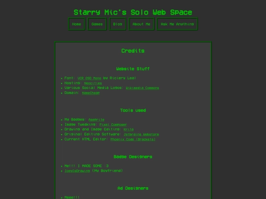 Pages/Credits screenshot