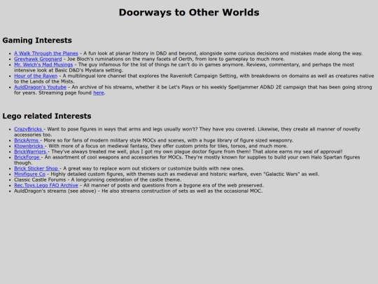 links screenshot