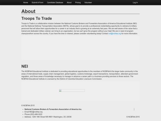 Troops To Trade Website/Pages/about screenshot