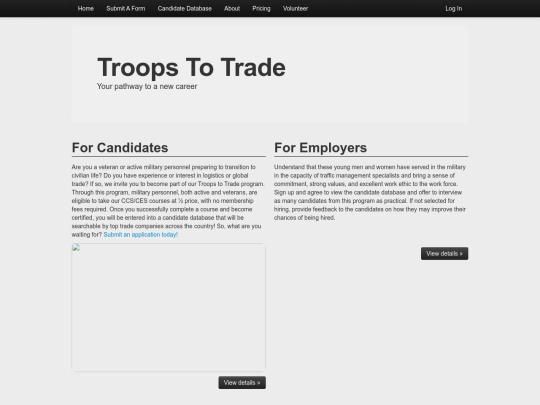 Troops+To+Trade+Website screenshot
