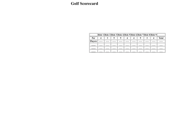 Scorecards/GolfScorecard screenshot