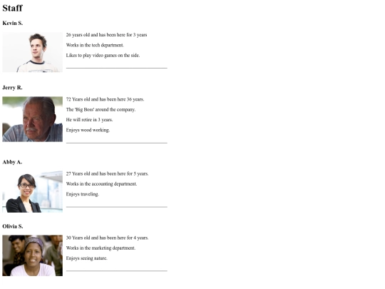 Staff Page/StaffPage screenshot