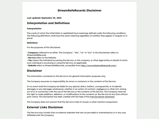 disclaimer screenshot