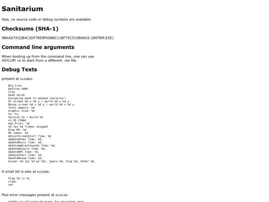 sanitarium screenshot