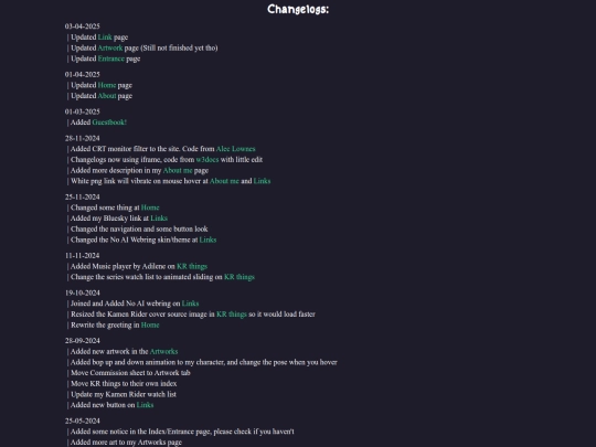 Changelogs screenshot