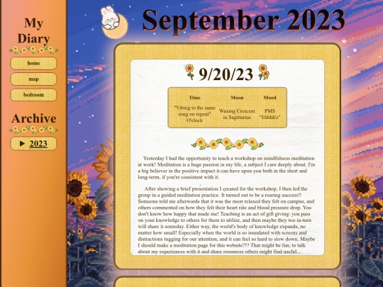 bedroom/diary/september2023 screenshot