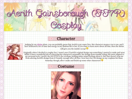 studio/sewing/cosplay/aerith screenshot
