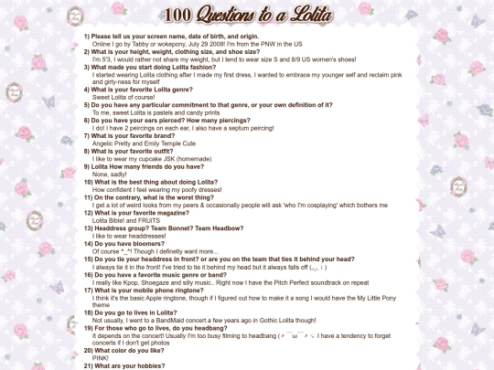 lolitaquestions screenshot