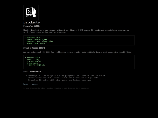 products screenshot