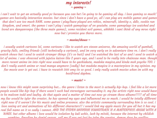 about/interests screenshot