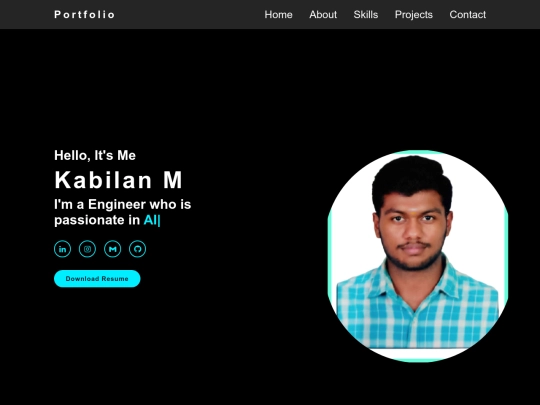 kabilan portfolio screenshot