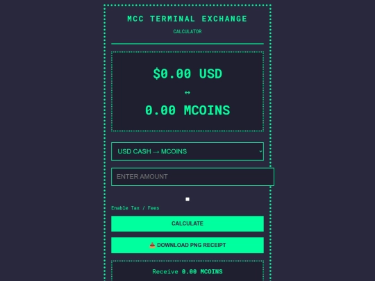MCC Ecosystem /MCC master MCOIN EXCHANGE CALCULATOR 4v  screenshot