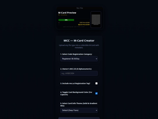 Mcard Valuation Terminal /MCC.DCTC Card Creator.Online¹²³  screenshot