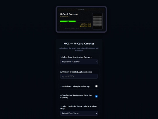Mcard Valuation Terminal /MCC.DCTC Card Creator.Online¹²⁴  screenshot