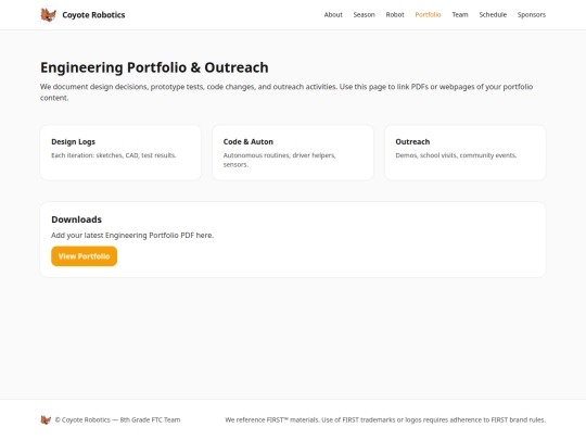 coyote/portfolio screenshot
