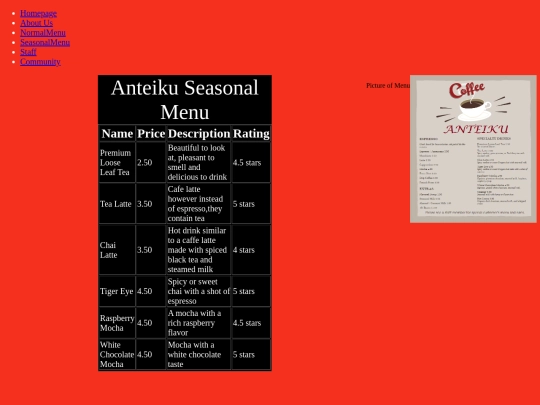 FinalAssignment/SeasonalMenu screenshot