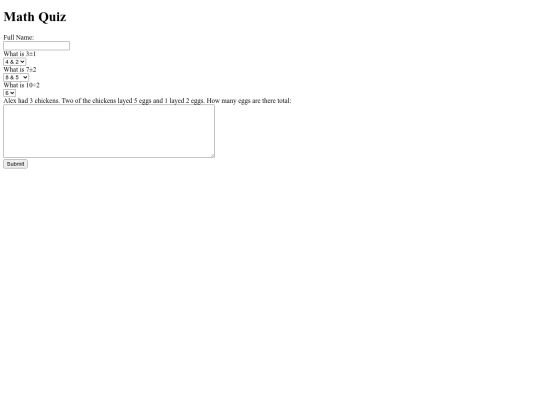 MathTestForm screenshot