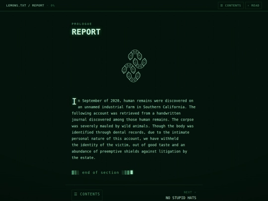 books/lemons-in-an-orchard/report screenshot