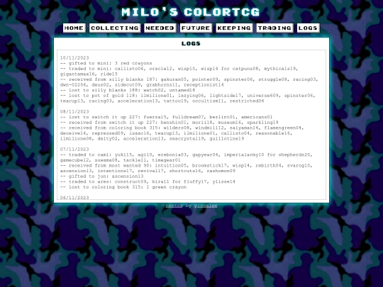 log screenshot