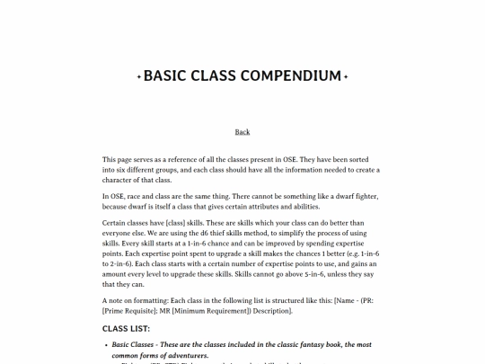 OSE/class_compendium screenshot