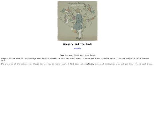 musicdata/gregory-and-the-hawk screenshot