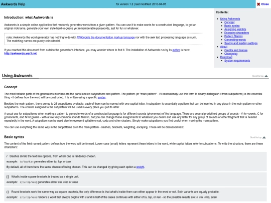 awkwords/help screenshot