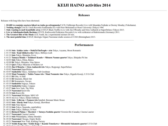 en/music/haino-by-year/2014 screenshot