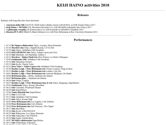 en/music/haino-by-year/2018 screenshot