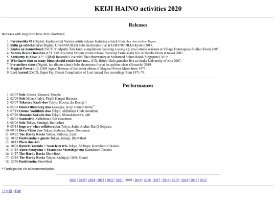 en/music/haino-by-year/2020 screenshot