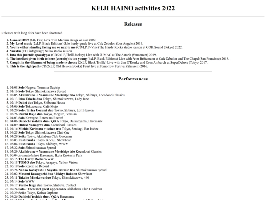 en/music/haino-by-year/2022 screenshot